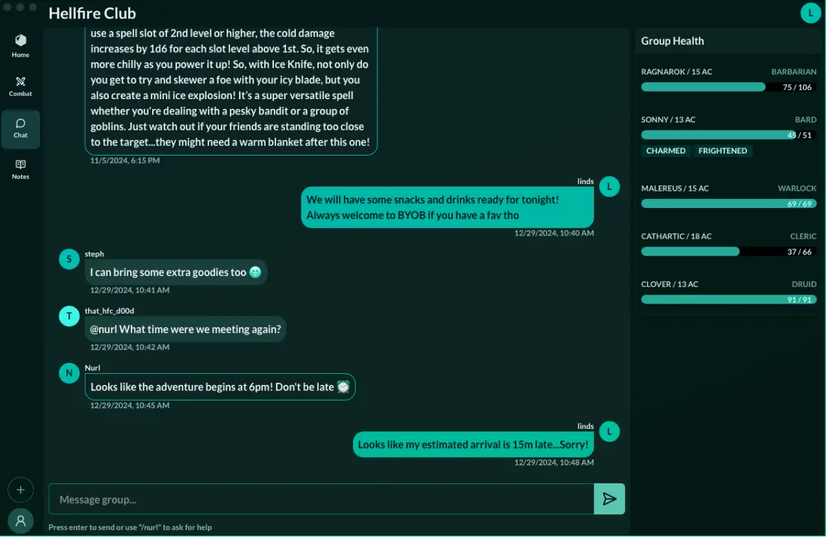 Chat screen shot